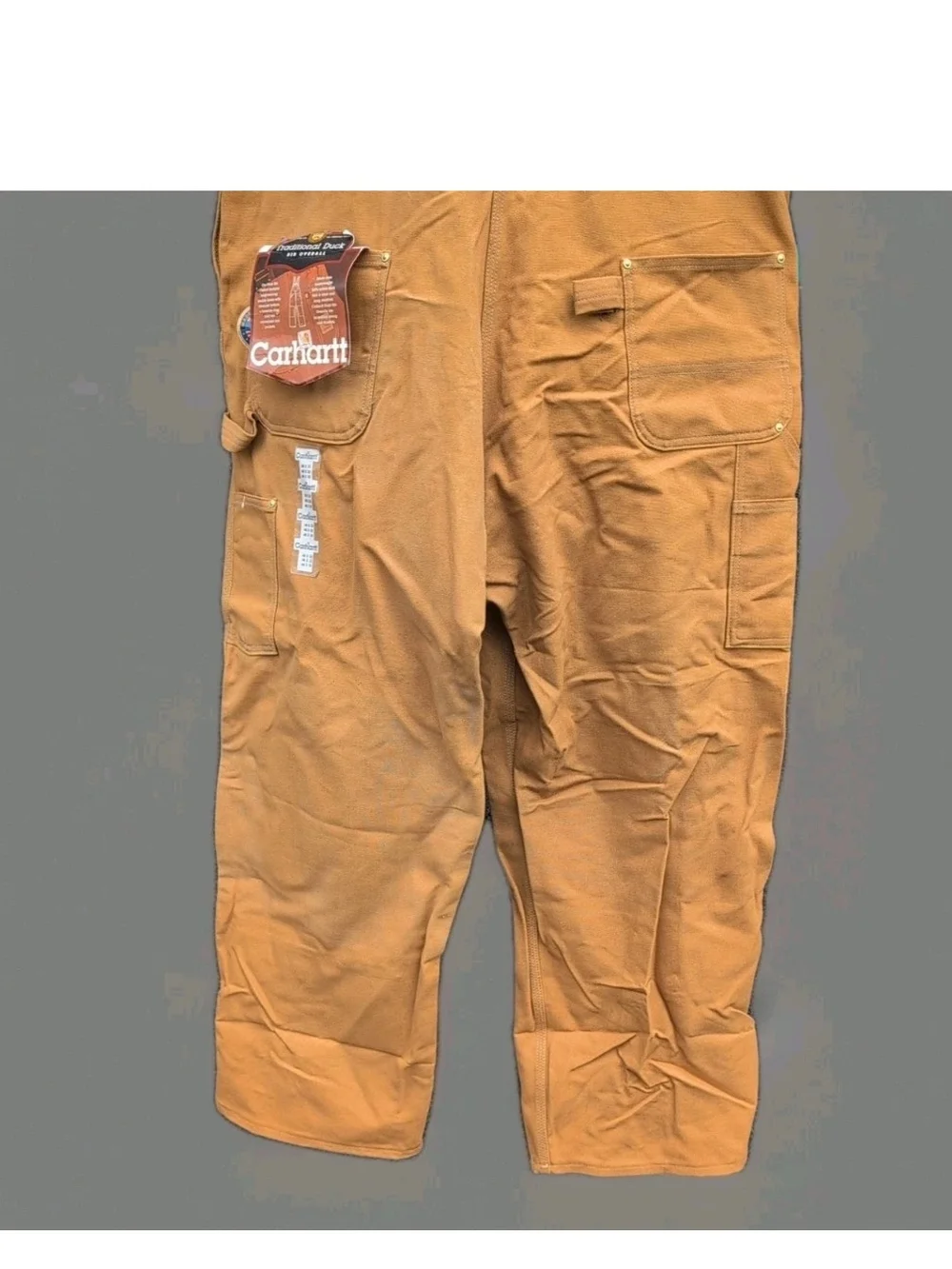 Vintage Carhartt Duck Bibs 46x30 Brown Double Knee Unlined Work Overalls R01 USA